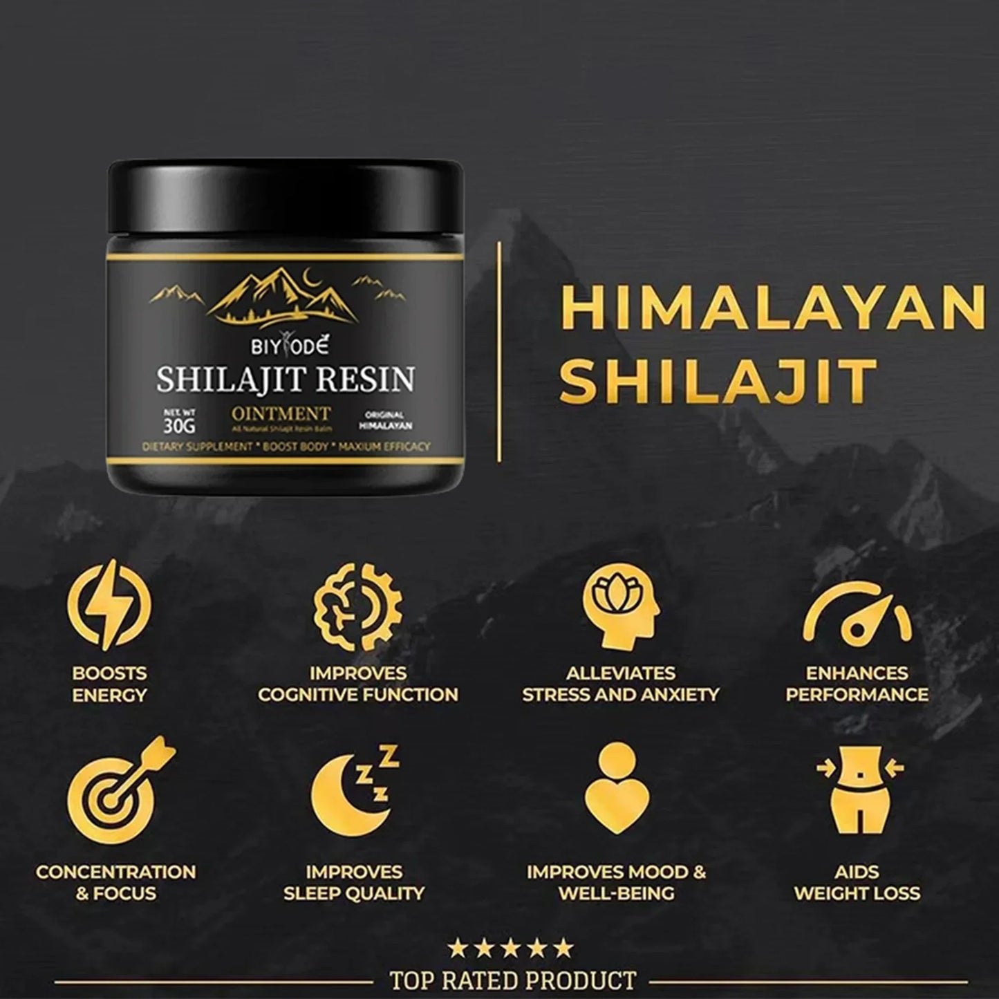 SHILAJIT in resina, Biyode, 30g di integratore alimentare (100% resina pura)