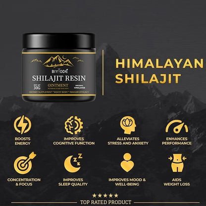 SHILAJIT in resina, Biyode, 30g di integratore alimentare (100% resina pura)