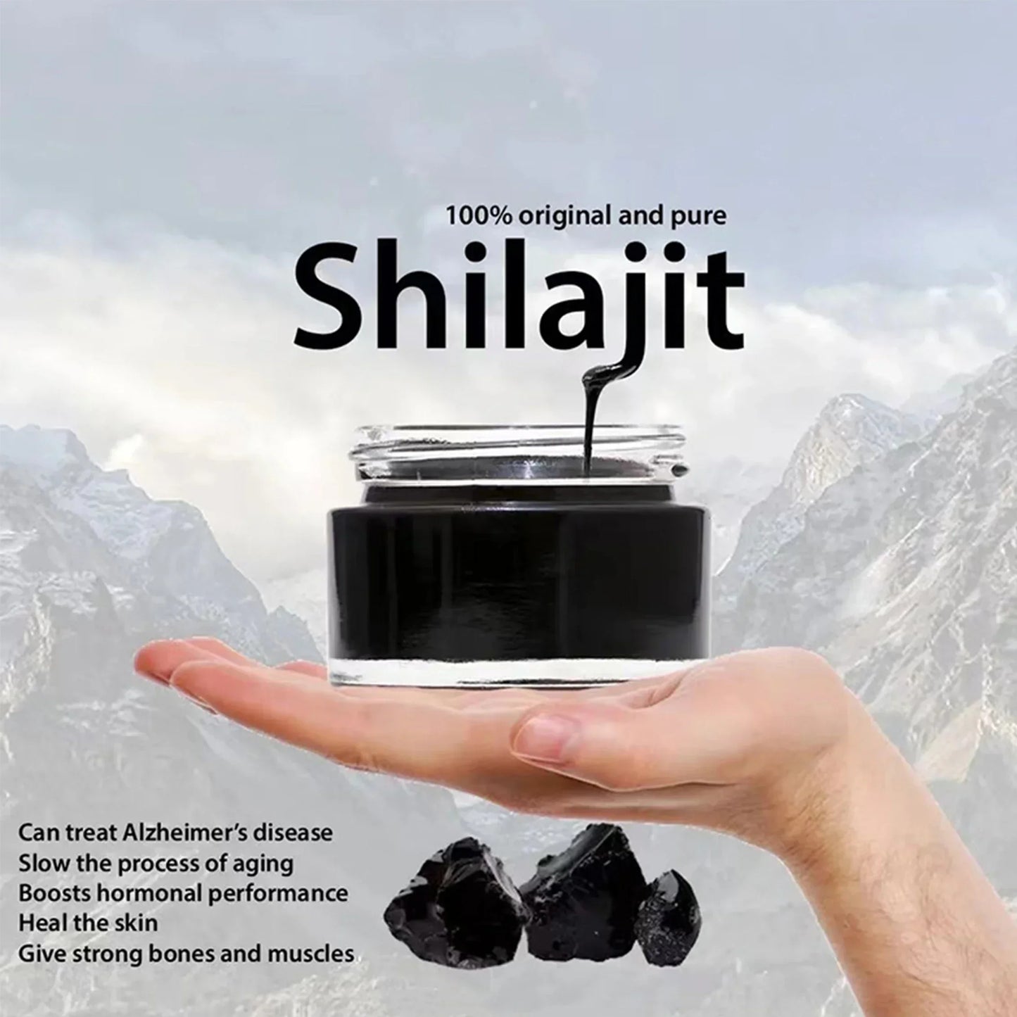 SHILAJIT in resina, Biyode, 30g di integratore alimentare (100% resina pura)